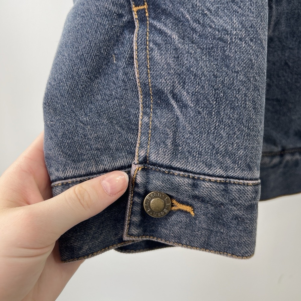 Vintage LL Bean Men L Tall Jacket Denim Blue Jean Cotton Flannel Line Trucker - Picture 4 of 12